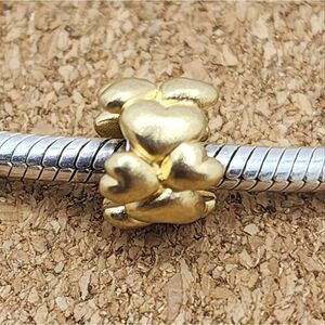 18K GOLD 925 STERLING SILVER GOLD BUBBLE HEART CHARM FOR PANDORA